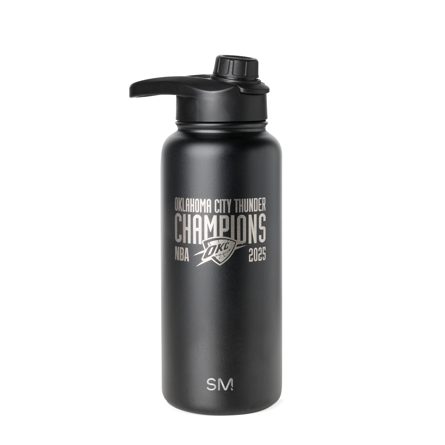 NBA Summit Water Bottle with Chug Lid - OKC Thunder Champions - Engraved on Black