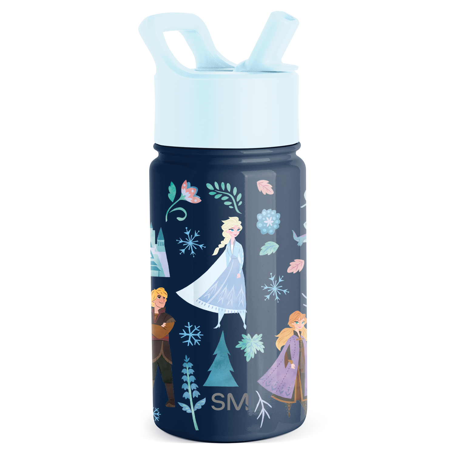 Summit Kids Water Bottle with Straw Lid - 14oz - Frozen Anna and Elsa / Straw / SM