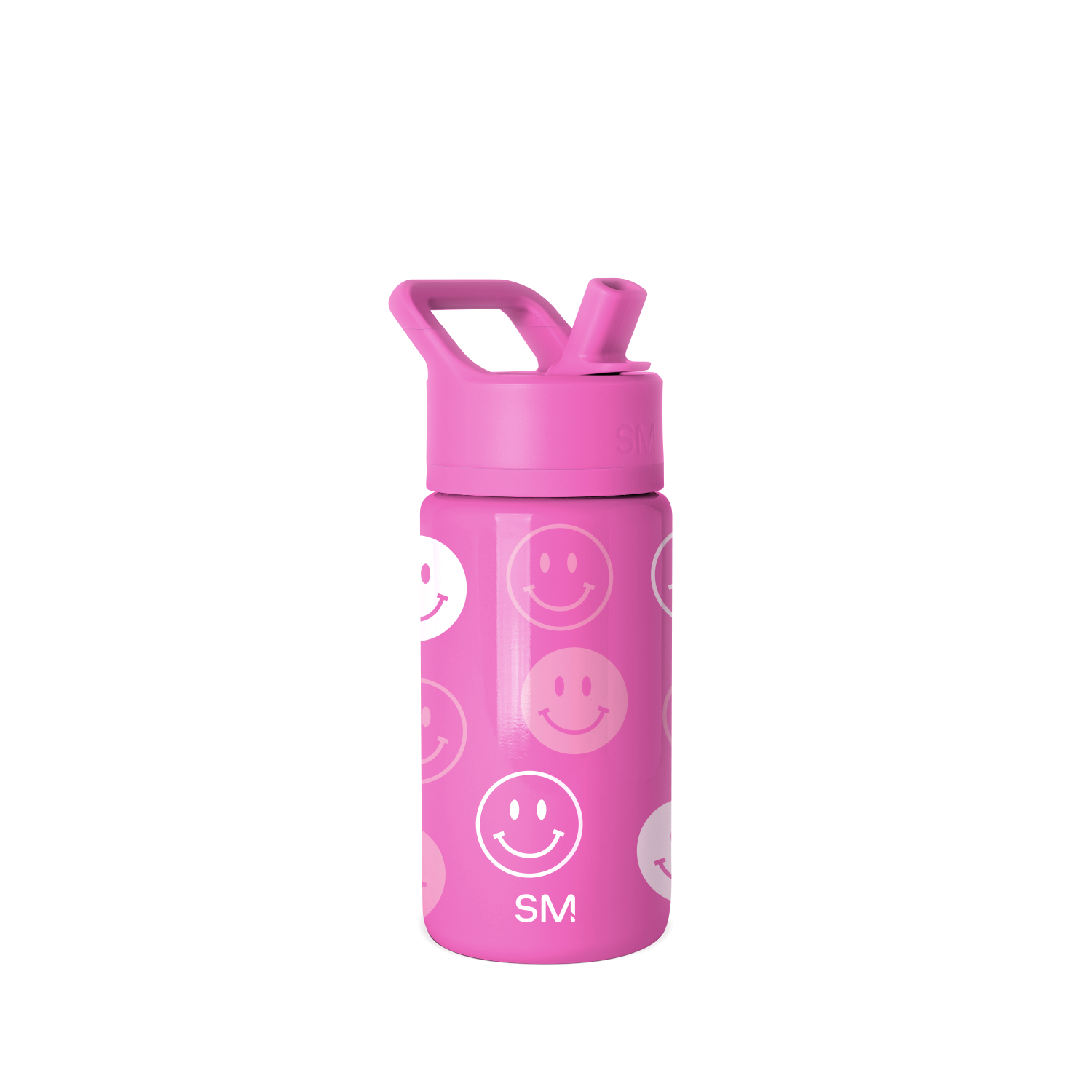Summit Kids Water Bottle with Straw Lid - 14oz - Pink Happy Faces / Straw / SM2
