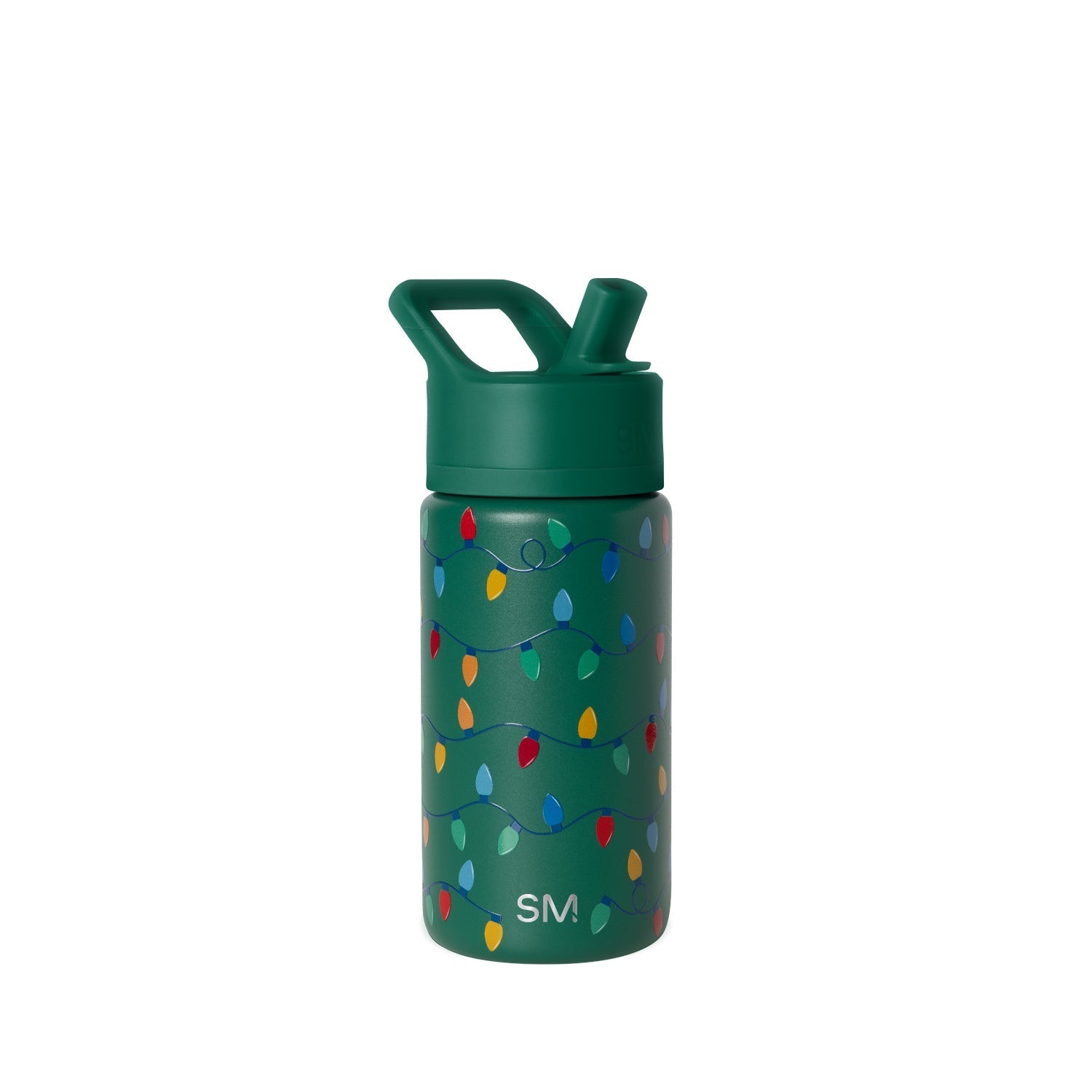 Summit Kids Water Bottle with Straw Lid - 14oz - Vintage Lights on Green / Straw / SM2
