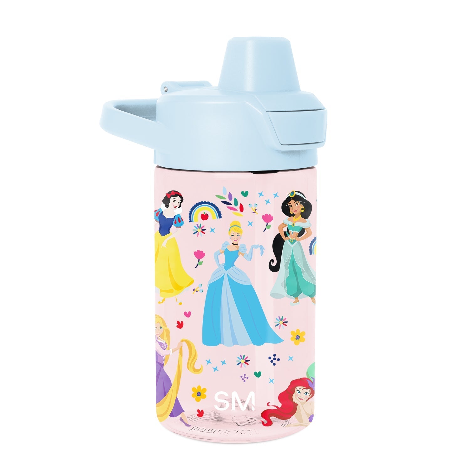 Summit Kids Plastic Water Bottle with Simple Flip Straw Lid - Princess Rainbows